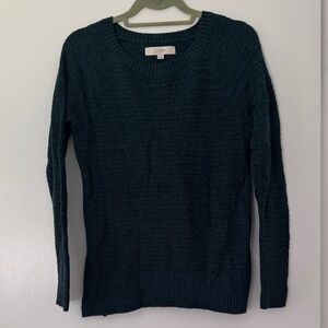 LOFT Women's Dark Green Crew Neck Sweater